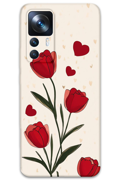Xiaomi Mi 12T Pro Uyumlu Çiçek Desenli Telefon Kılıfı + Ekran Koruyucu - 5789