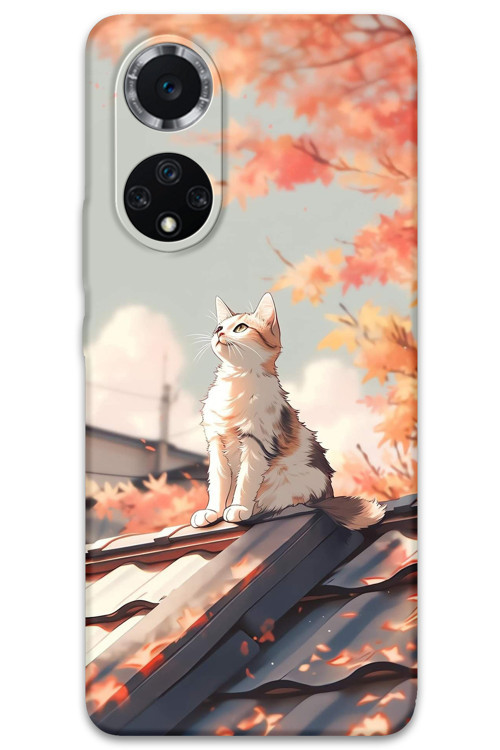 Huawei Nova 9 Uyumlu Kedi Desenli Telefon Kılıfı + Ekran Koruyucu - 5784