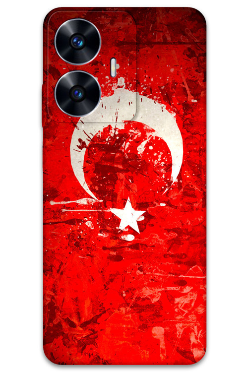Realme C55 Uyumlu Türk Bayrağı Desenli Telefon Kılıfı + Ekran Koruyucu - 5847