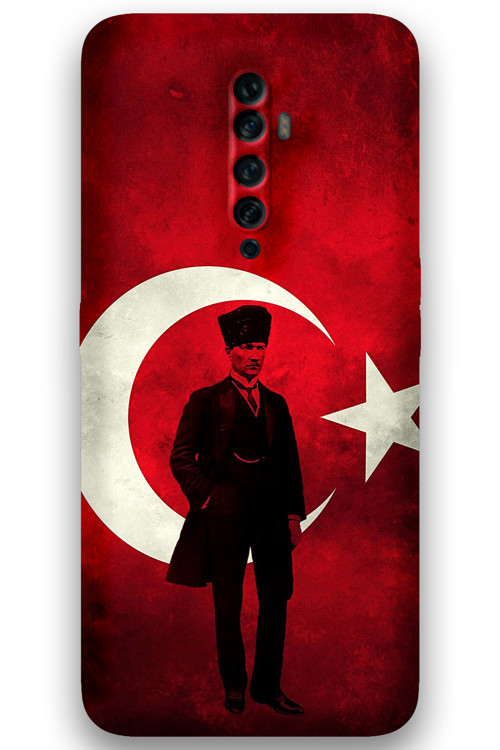 Oppo Reno 2Z Uyumlu Atatürk Desenli Telefon Kılıfı + Ekran Koruyucu - 5849