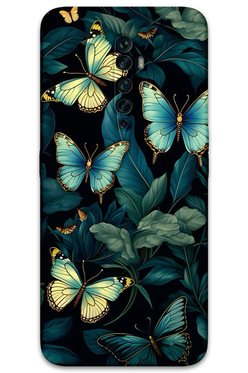 Oppo Reno 2Z Uyumlu Kelebek Desenli Telefon Kılıfı + Ekran Koruyucu - 5791