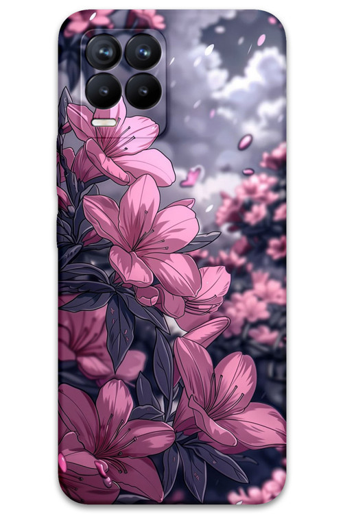 Realme 8 Pro Uyumlu Çiçek Desenli Telefon Kılıfı + Ekran Koruyucu - 5796