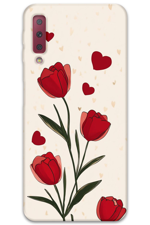Galaxy A7 2018 Uyumlu Çiçek Desenli Telefon Kılıfı + Ekran Koruyucu - 5789