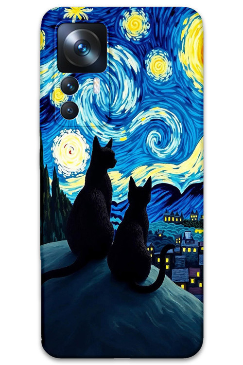 Xiaomi Mi 12T Pro Uyumlu Kedi Desenli Telefon Kılıfı + Ekran Koruyucu - 5782