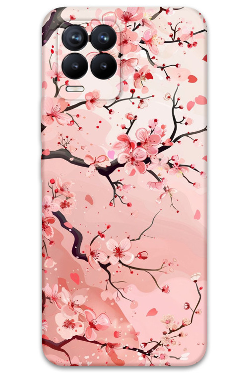 Realme 8 Pro Uyumlu Çiçek Desenli Telefon Kılıfı + Ekran Koruyucu - 5805