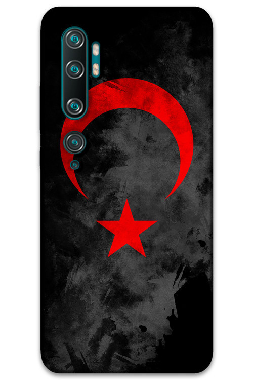 Xiaomi Mi Note 10 Uyumlu Türk Bayrağı Desenli Telefon Kılıfı + Ekran Koruyucu - 5852