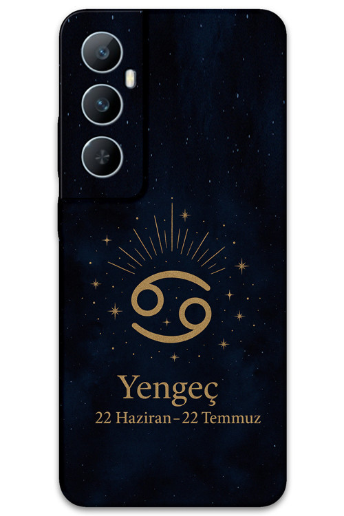 Realme C65 Uyumlu Yengeç Burcu Desenli Telefon Kılıfı + Ekran Koruyucu - 5771