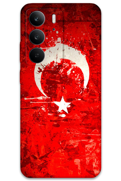 Realme C75 Uyumlu Türk Bayrağı Desenli Telefon Kılıfı + Ekran Koruyucu - 5847