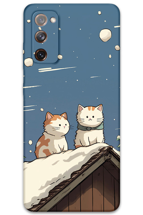 Galaxy S20 Fe Uyumlu Kedi Desenli Telefon Kılıfı + Ekran Koruyucu - 5780