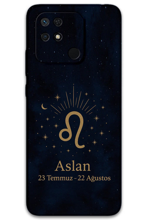 Poco C40 Uyumlu Aslan Burcu Desenli Telefon Kılıfı + Ekran Koruyucu - 5772