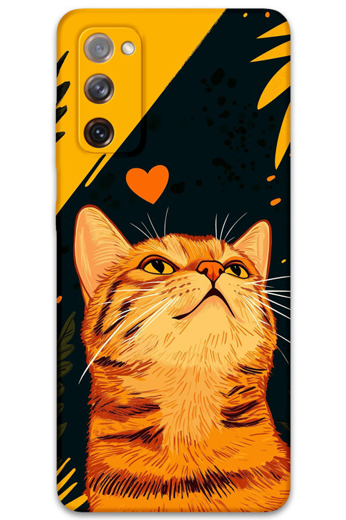 Galaxy S20 Fe Uyumlu Kedi Desenli Telefon Kılıfı + Ekran Koruyucu - 5783