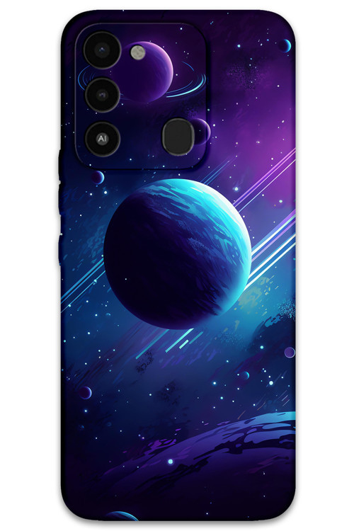 Tecno Spark 8C Uyumlu Uzay Desenli Telefon Kılıfı + Ekran Koruyucu - 5866