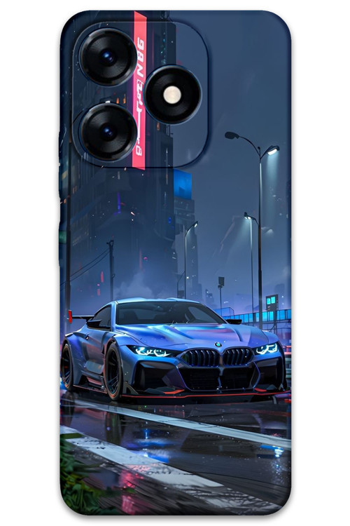 Tecno Spark 10 Uyumlu Araba Desenli Telefon Kılıfı + Ekran Koruyucu - 5767