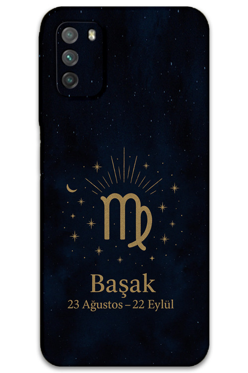 Poco M3 Uyumlu Başak Burcu Desenli Telefon Kılıfı + Ekran Koruyucu - 5773
