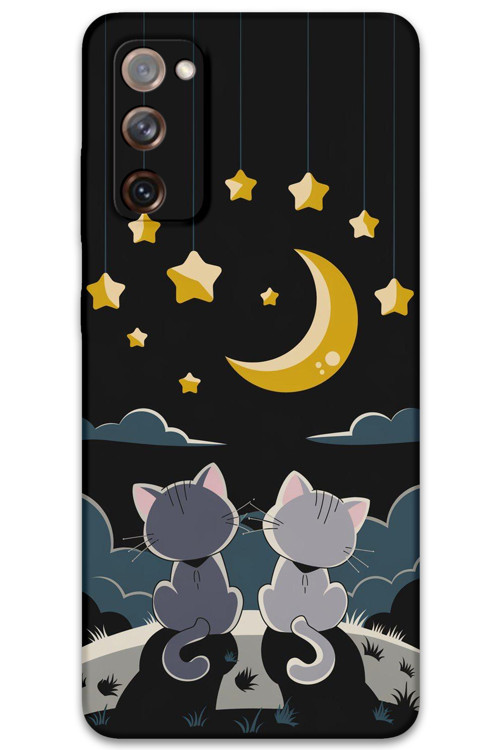 Galaxy S20 Fe Uyumlu Kedi Desenli Telefon Kılıfı + Ekran Koruyucu - 5809