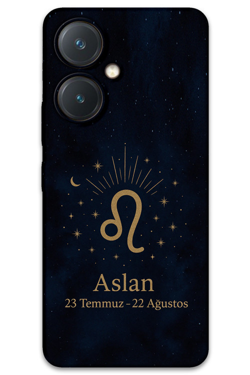 Vivo Y27 Uyumlu Aslan Burcu Desenli Telefon Kılıfı + Ekran Koruyucu - 5772