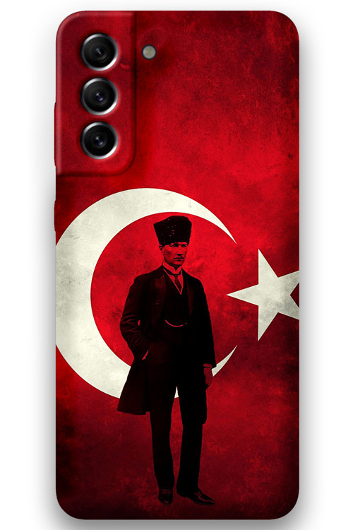 Galaxy S21 Uyumlu Atatürk Desenli Telefon Kılıfı + Ekran Koruyucu - 5849