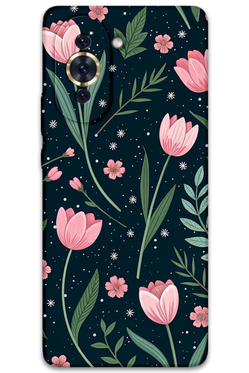 Huawei Nova 10 Uyumlu Çiçek Desenli Telefon Kılıfı + Ekran Koruyucu - 5788