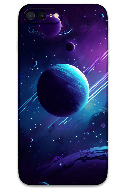 İphone 8 Plus Uyumlu Uzay Desenli Telefon Kılıfı + Ekran Koruyucu - 5866