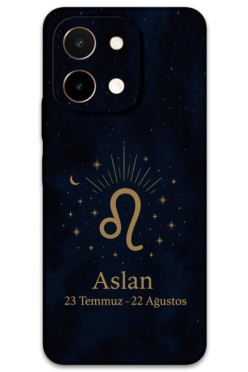Vivo Y28 Uyumlu Aslan Burcu Desenli Telefon Kılıfı + Ekran Koruyucu - 5772
