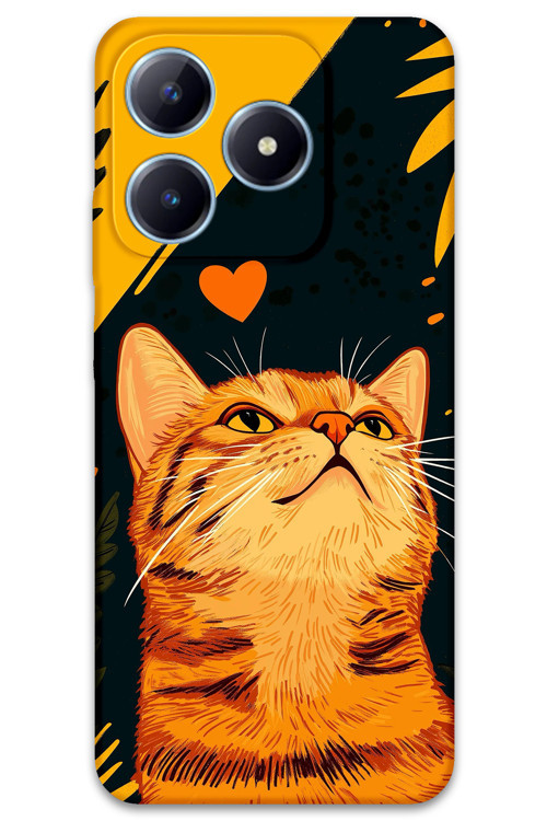 Realme Note 50 Uyumlu Kedi Desenli Telefon Kılıfı + Ekran Koruyucu - 5783