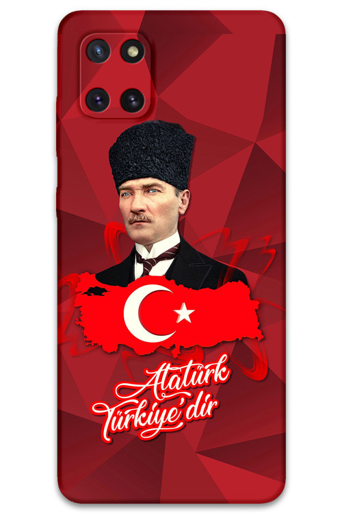 Galaxy A81 Uyumlu Atatürk Desenli Telefon Kılıfı + Ekran Koruyucu - 5851