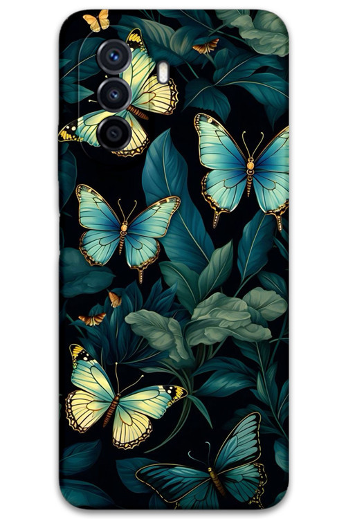 Huawei Nova Y70 Uyumlu Kelebek Desenli Telefon Kılıfı + Ekran Koruyucu - 5791