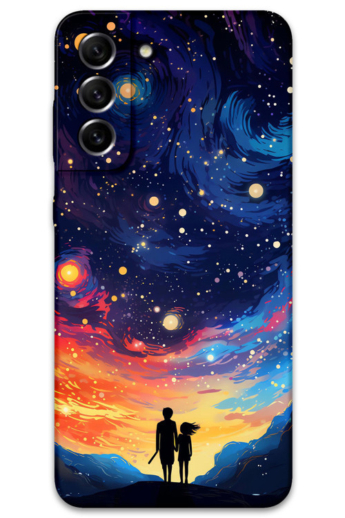 Galaxy S21 Fe Uyumlu Uzay Desenli Telefon Kılıfı + Ekran Koruyucu - 5863