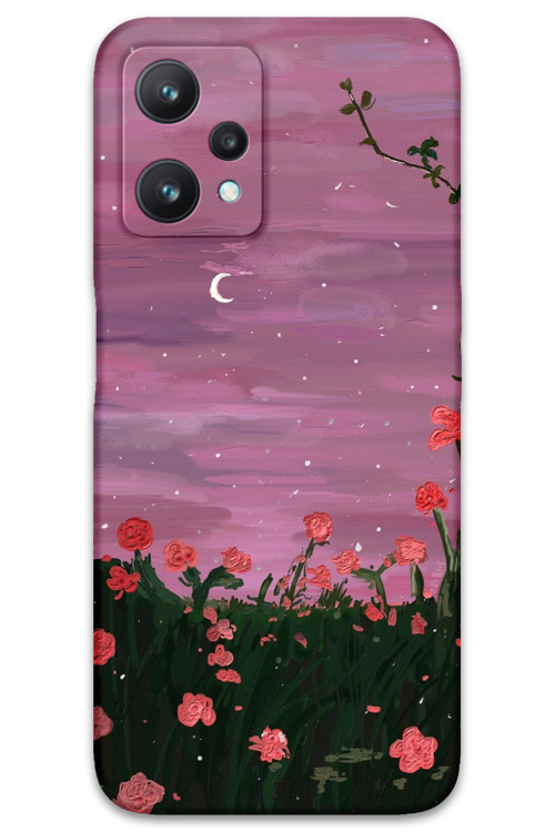 Realme 9 Pro Uyumlu Çiçek Desenli Telefon Kılıfı + Ekran Koruyucu - 5793