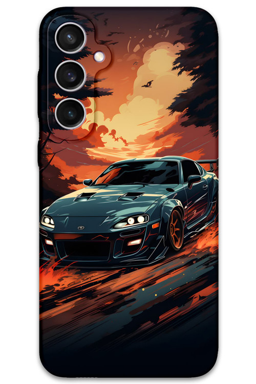 Galaxy S24 Fe Uyumlu Araba Desenli Telefon Kılıfı + Ekran Koruyucu - 5766