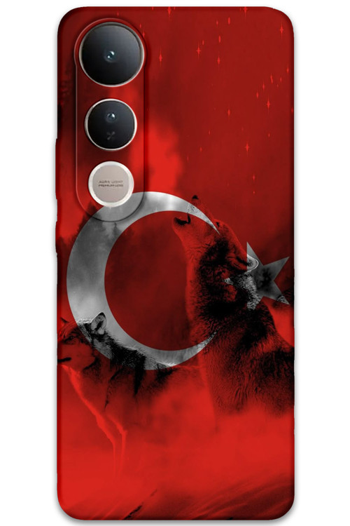 Vivo V50 Lite 4G Uyumlu Türk Bayrağı Desenli Telefon Kılıfı + Ekran Koruyucu - 5854