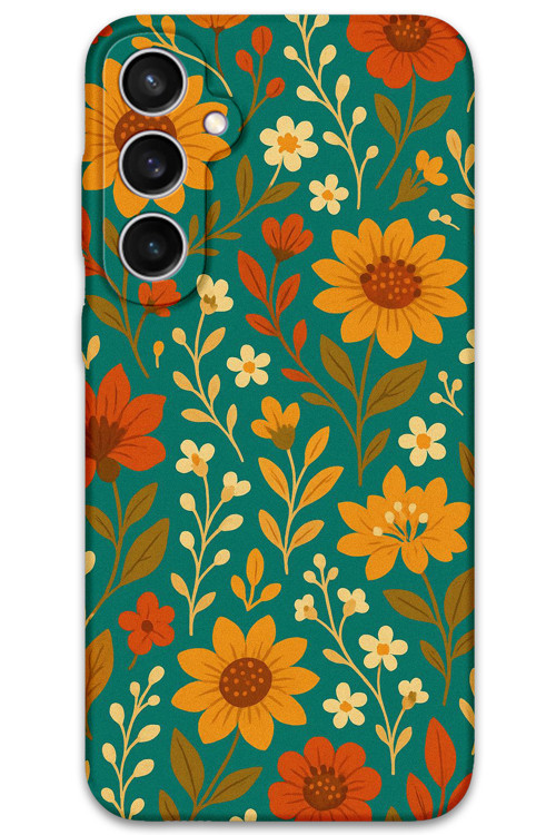 Galaxy S24 Fe Uyumlu Çiçek Desenli Telefon Kılıfı + Ekran Koruyucu - 5786