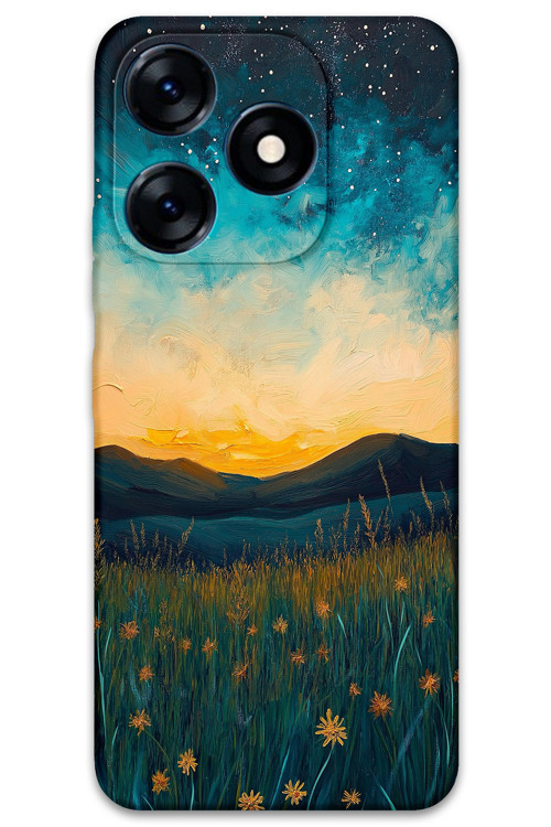Tecno Spark 20C Uyumlu Uzay Desenli Telefon Kılıfı + Ekran Koruyucu - 5871