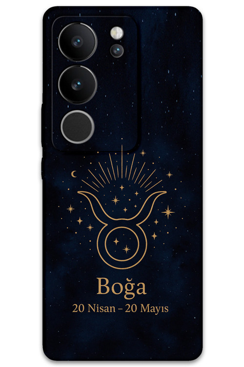 Vivo V29 Uyumlu Boğa Burcu Desenli Telefon Kılıfı + Ekran Koruyucu - 5769