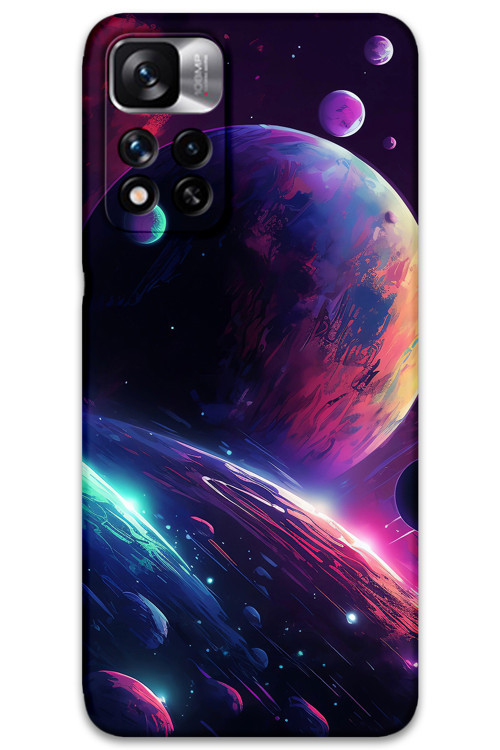 Poco M4 Pro 5G Uyumlu Uzay Desenli Telefon Kılıfı + Ekran Koruyucu - 5862