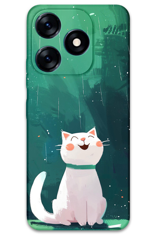 Tecno Spark 20C Uyumlu Kedi Desenli Telefon Kılıfı + Ekran Koruyucu - 5781