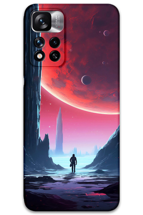 Poco M4 Pro 5G Uyumlu Uzay Desenli Telefon Kılıfı + Ekran Koruyucu - 5860
