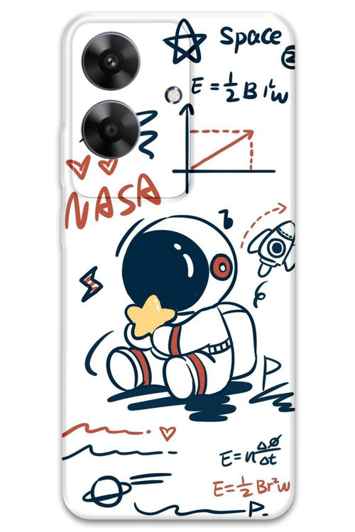 Realme Note 60 Uyumlu Astronot Desenli Telefon Kılıfı + Ekran Koruyucu - 5858