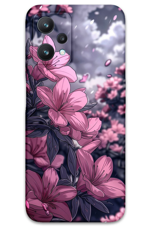 Realme 9 Pro Uyumlu Çiçek Desenli Telefon Kılıfı + Ekran Koruyucu - 5796