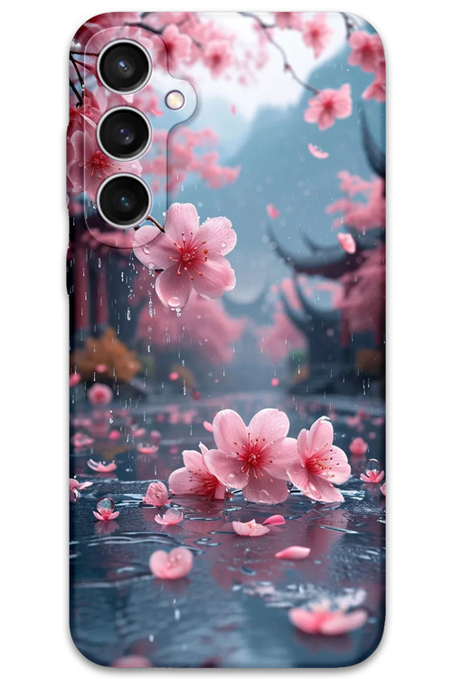 Galaxy S24 Fe Uyumlu Çiçek Desenli Telefon Kılıfı + Ekran Koruyucu - 5794