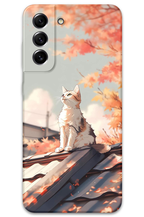 Galaxy S21 Fe Uyumlu Kedi Desenli Telefon Kılıfı + Ekran Koruyucu - 5784