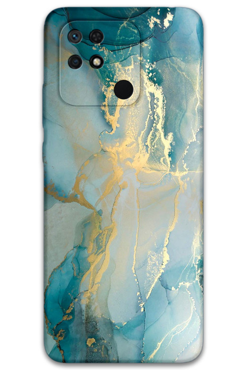 Xiaomi Redmi 10C Uyumlu Mermer Desenli Telefon Kılıfı + Ekran Koruyucu - 5814