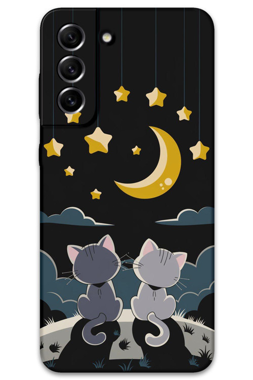Galaxy S21 Fe Uyumlu Kedi Desenli Telefon Kılıfı + Ekran Koruyucu - 5809