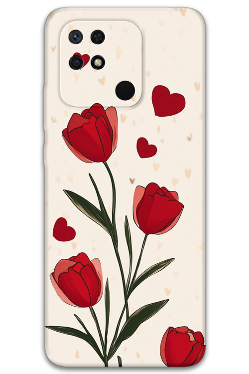 Xiaomi Redmi 10C Uyumlu Çiçek Desenli Telefon Kılıfı + Ekran Koruyucu - 5789