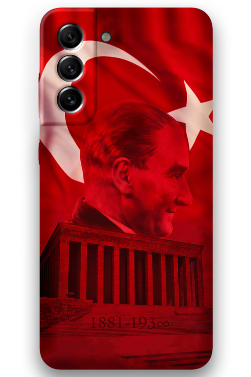 Galaxy S22 Uyumlu Atatürk Desenli Telefon Kılıfı + Ekran Koruyucu - 5848