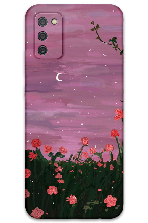 Galaxy A03S Uyumlu Çiçek Desenli Telefon Kılıfı + Ekran Koruyucu - 5793
