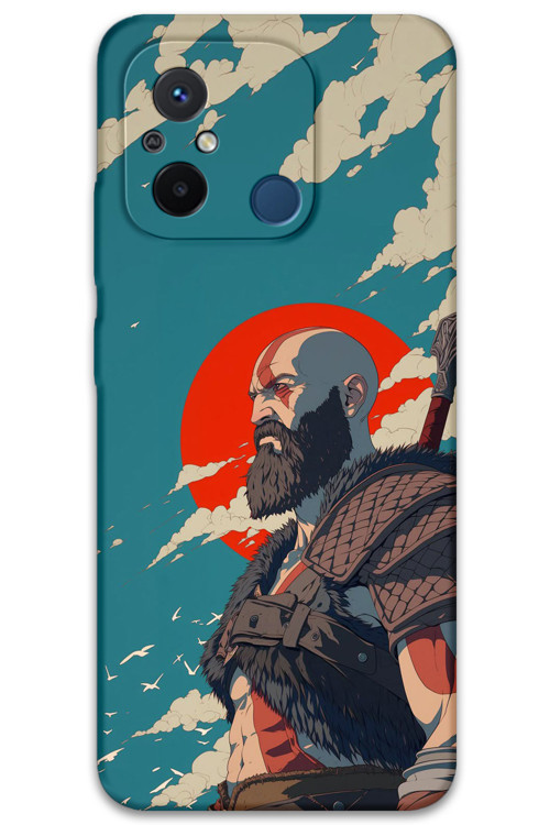 Xiaomi Redmi 12C Uyumlu Kratos Desenli Telefon Kılıfı + Ekran Koruyucu - 5824