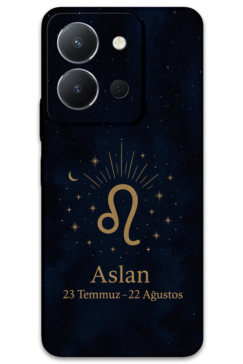 Vivo Y36 Uyumlu Aslan Burcu Desenli Telefon Kılıfı + Ekran Koruyucu - 5772
