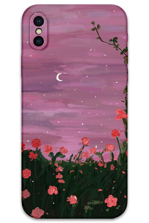 İphone Xs Max Uyumlu Çiçek Desenli Telefon Kılıfı + Ekran Koruyucu - 5793