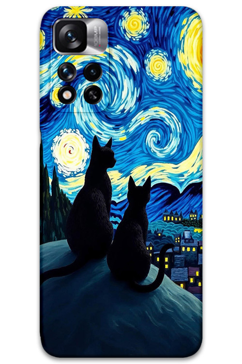 Poco M4 Pro 5G Uyumlu Kedi Desenli Telefon Kılıfı + Ekran Koruyucu - 5782